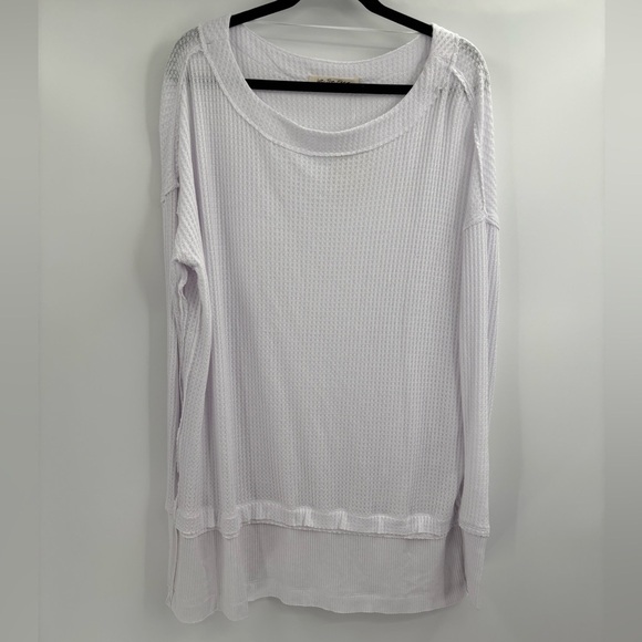 We The Free people Thermal WaffleKnit Oversized White LongSleeve Shirt Medium - Picture 1 of 16